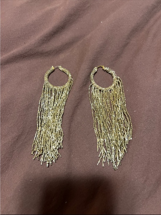 Zara Jewelry - ZARA Beaded Fringe Hoop Earrings - Elegant Statement